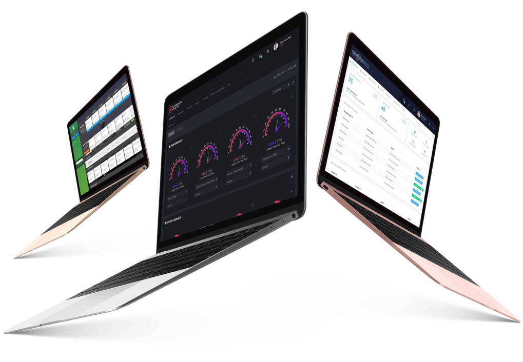 Custom web application mockups on multiple screens
